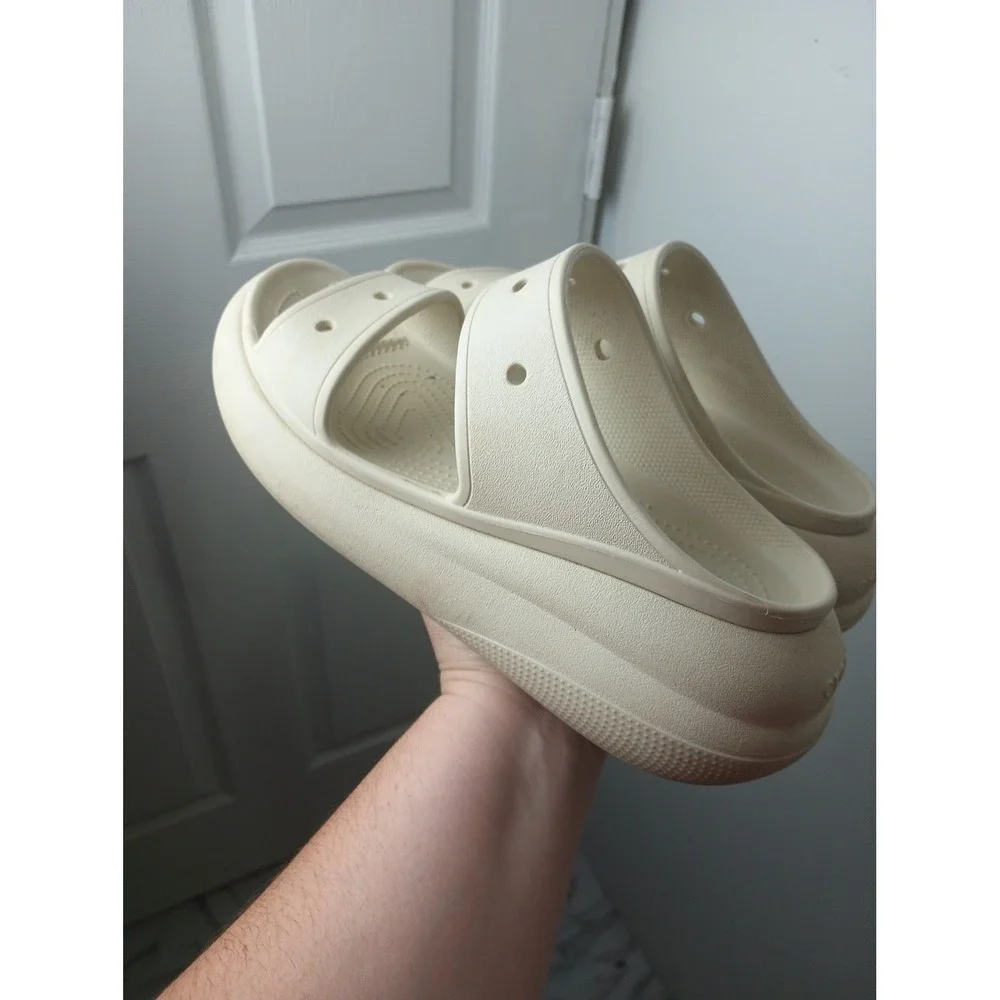 Crocs Classic Crush Sandal Bone White Platform Two Strap Slide Womens 10 Mens 8